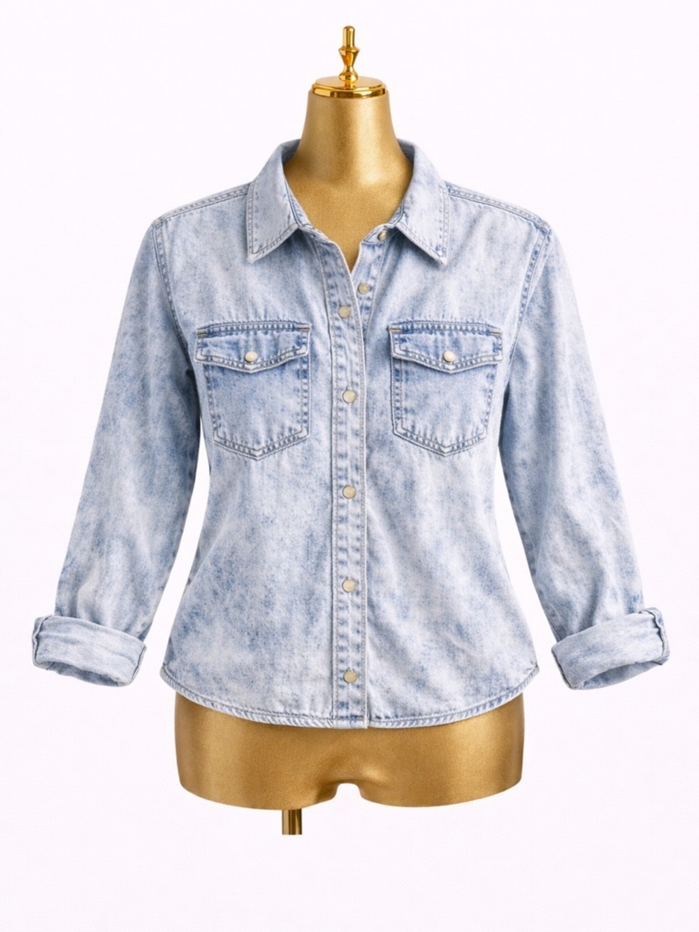 Charlotte Russe Light Wash Denim Button-Down Shirt